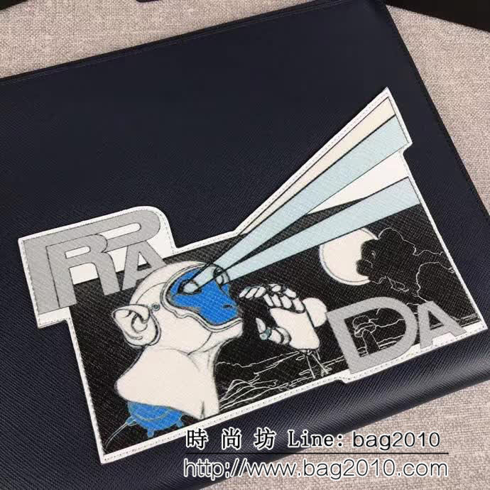 PRADA普拉達 2018最新漫畫印象系列 專櫃最新款 限量版男士手包 2NG001 DD1080